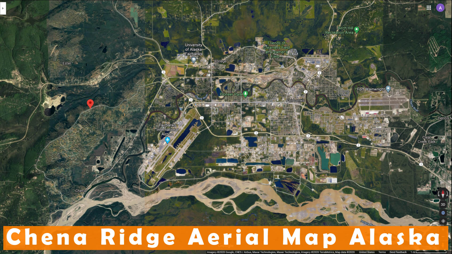 Chena Ridge Aerien Carte Alaska